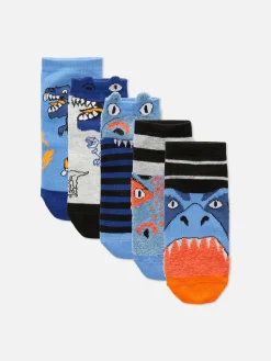 5 Paires De Socquettes Fantaisie à Motif Dinosaure|Primark Sale