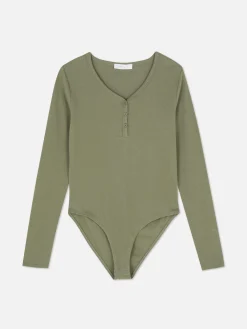 Body Façon T-shirt Boutonné à Manches Longues|Primark Sale