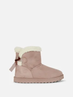 Bottines à Doublure Duveteuse Et Nœud Au Dos|Primark Discount