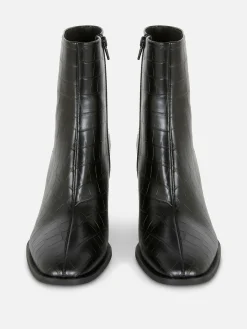 Bottines à Talons En Similicuir Imitation Croco|Primark Discount