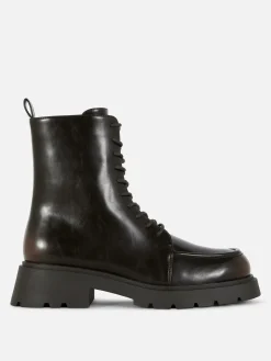 Bottines Lacées Avec Empiècement Sur L'embout|Primark New