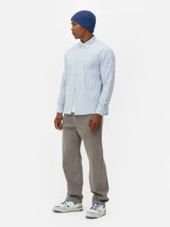 Chemise En Jacquard Rayé à Manches Longues|Primark New