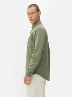 Chemise En Sergé De Coton à Manches Longues|Primark Clearance