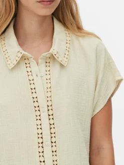 Chemisier à Manches Courtes Et Finitions En Crochet|Primark Sale