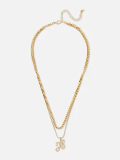 Collier à Double Chaîne Avec Pendentif En Forme D'initiale|Primark Outlet