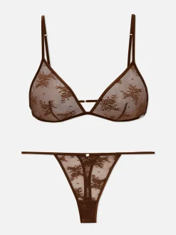 Ensemble De Lingerie Brassière Triangle Et String En Dentelle The Edit|Primark