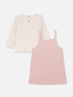 Ensemble T-shirt Rayé Et Robe Chasuble En Velours|Primark Hot