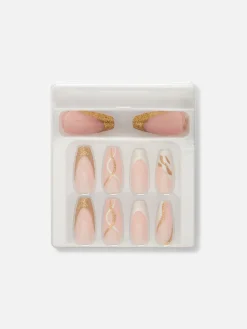 Faux Ongles Pointus Glossy à Motif Tourbillons PS...|Primark