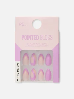 Faux Ongles Pointus Glossy à Motif Tourbillons PS...|Primark Clearance