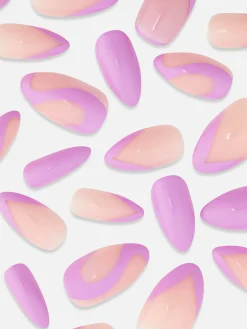 Faux Ongles Pointus Glossy à Motif Tourbillons PS...|Primark Clearance