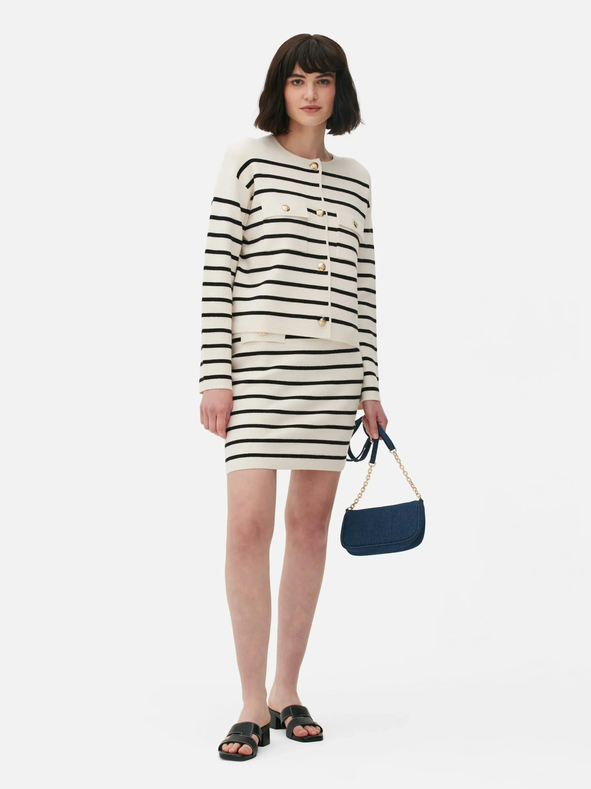 Gilet Boutonné à Rayures à Coordonner|Primark Hot