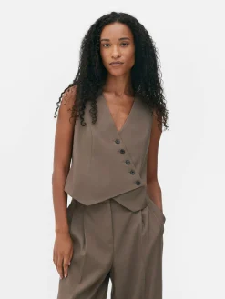 Gilet De Costume Asymétrique Boutonné Sur Le Devant|Primark Clearance