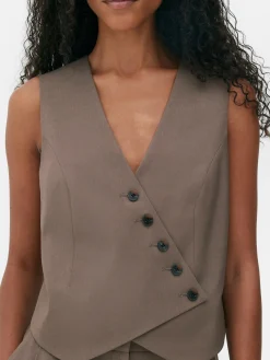 Gilet De Costume Asymétrique Boutonné Sur Le Devant|Primark Clearance