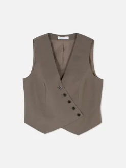 Gilet De Costume Asymétrique Boutonné Sur Le Devant|Primark Clearance