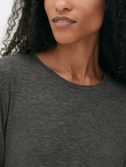 Haut à Manches Longues Et à Ourlet Arrondi|Primark Clearance