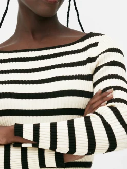 Haut Côtelé à Col Bateau|Primark Hot