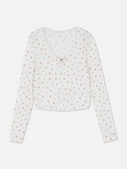 Haut De Pyjama Rose En Pointelle à Manches Longues|Primark Sale