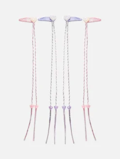 Lot De 4 Barrettes Cœurs à Breloques Tressées|Primark Clearance