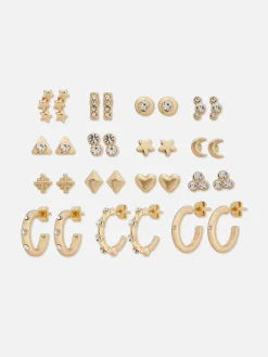 Lot De 15 Clous D'oreilles Et Créoles Variés|Primark Discount