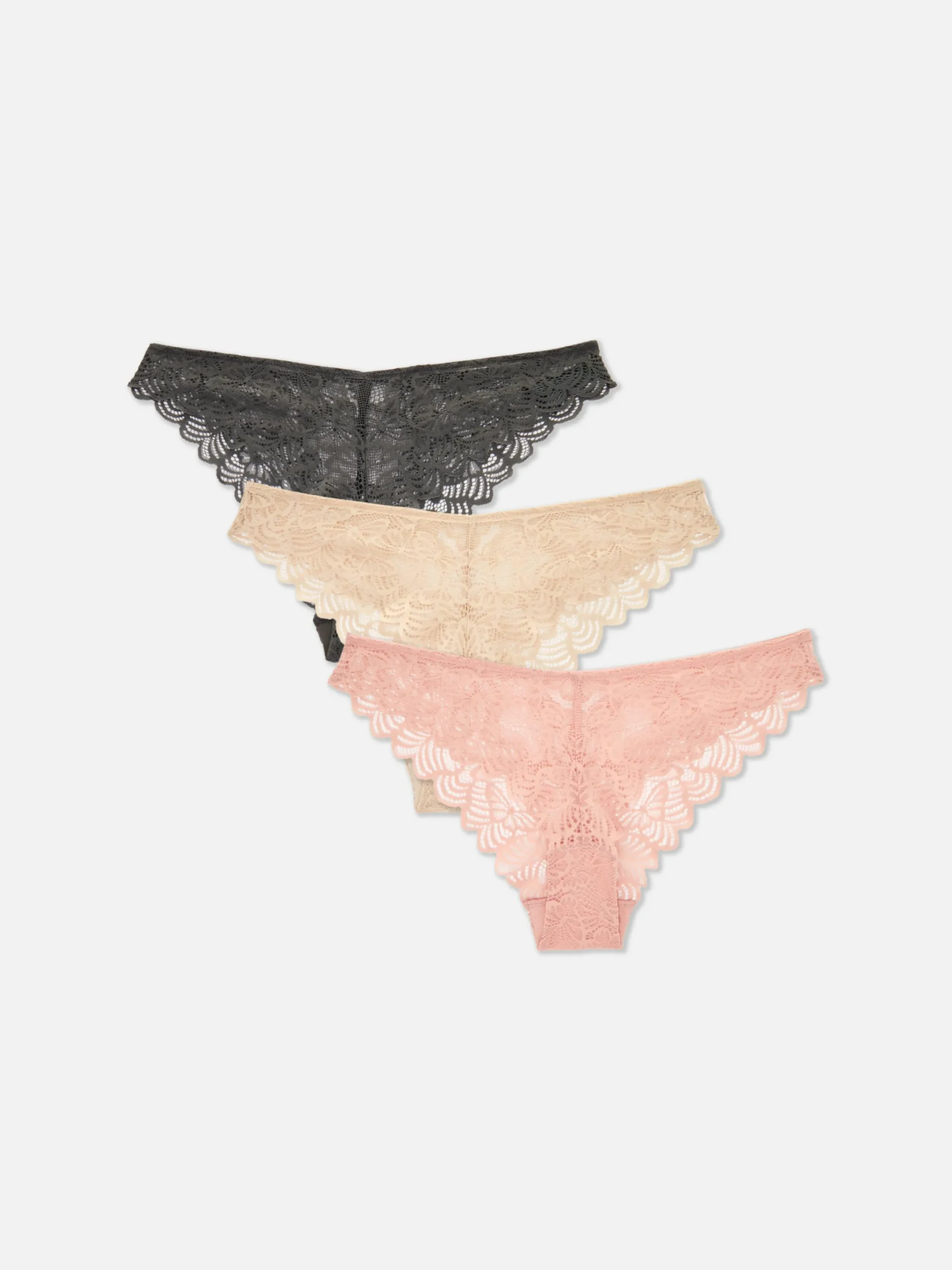 Lot De 3 Culottes Brésiliennes En Dentelle|Primark New