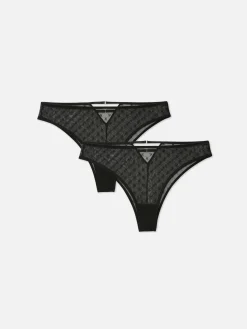 Lot De 2 Culottes Brésiliennes En Maille Monogramme|Primark