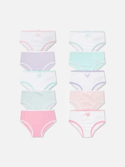 Lot De 10 Culottes Graphiques à Motif Cœur|Primark Discount