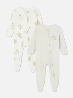 Lot De 2 Grenouillères Zippées à Motif Mouton|Primark Discount