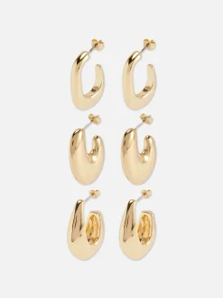 Lot De 3 Paires De Créoles Oblongues|Primark Online