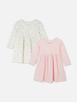 Lot De 2 Robes Côtelées à Manches Longues|Primark Discount