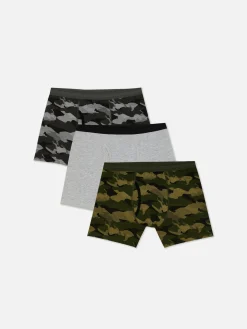 Lot De 3 Shortys Camouflage En Coton Majoritaire|Primark New
