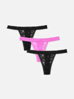 Lot De 3 Strings à Finitions En Dentelle|Primark New