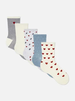 Lot De 5 paires De Chaussettes à Motif Cœur|Primark Clearance
