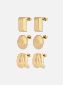 Lot De 3 paires De Clous D'oreilles Sculpturaux|Primark Hot