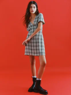 Mini Robe à Carreaux Et Col En V|Primark Online