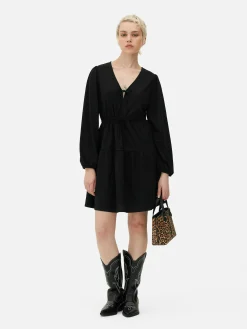 Mini Robe à Smocks Avec Col En V Et Liens à Nouer|Primark Hot