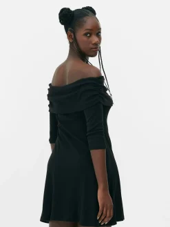 Mini Robe Patineuse à Encolure Bateau Repliée|Primark Discount