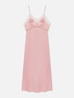 Nuisette Mi-longue En Satin à Finitions En Dentelle|Primark