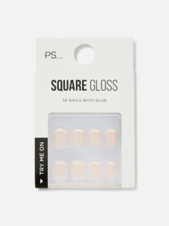 PS... Faux Ongles Brillants à Pointe Carrée|Primark Clearance