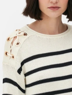 Pull à Rayures Et épaules En Treillage|Primark Outlet