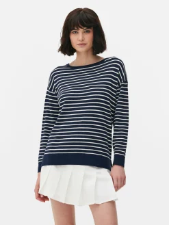 Pull Col Bateau à Rayures En Maille Fine|Primark Online