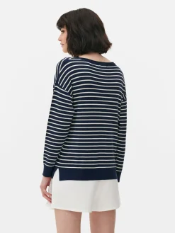 Pull Col Bateau à Rayures En Maille Fine|Primark Online