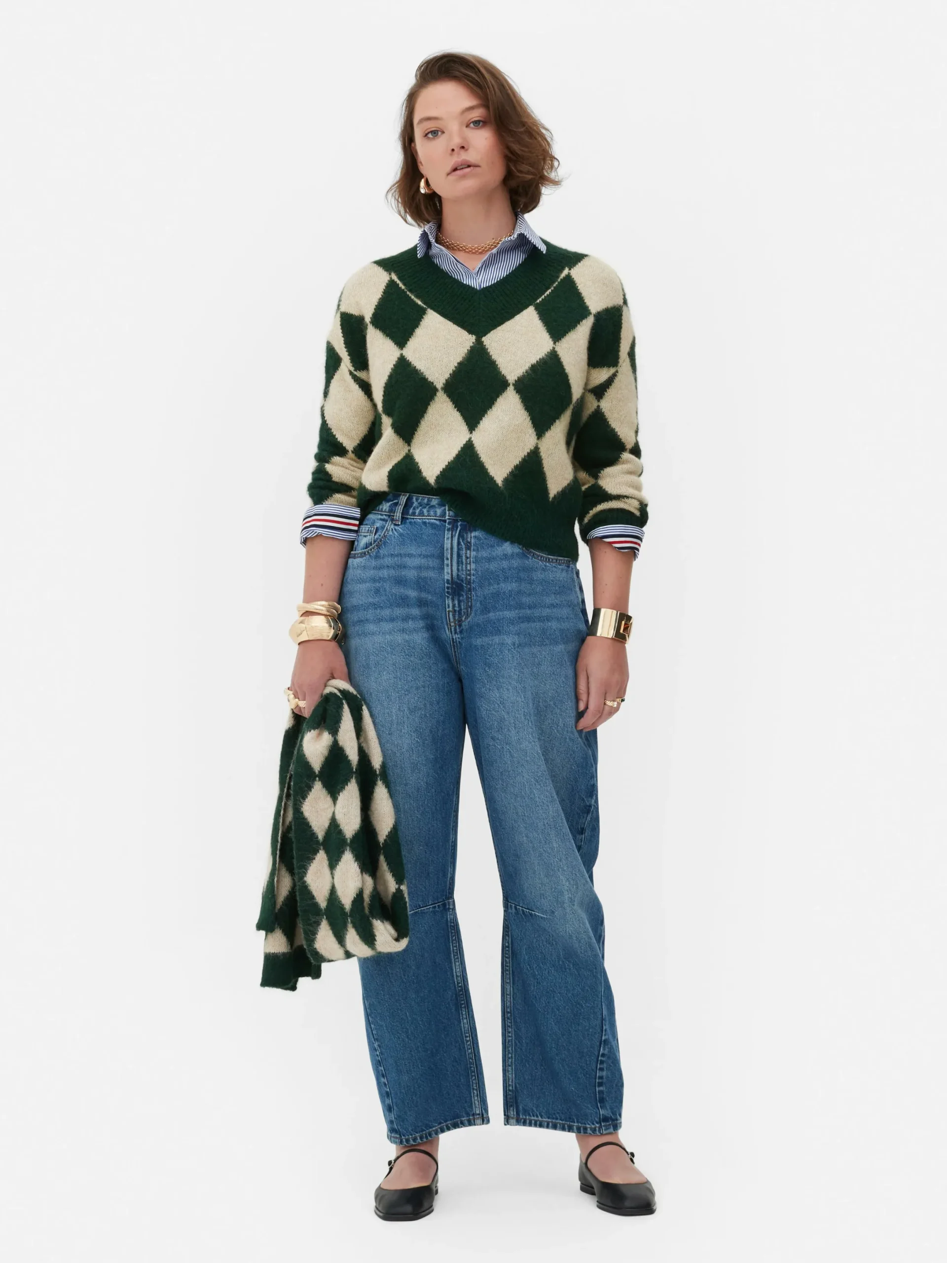 Pull En Maille à Col En V Et Motif Losanges Rita Ora|Primark Best