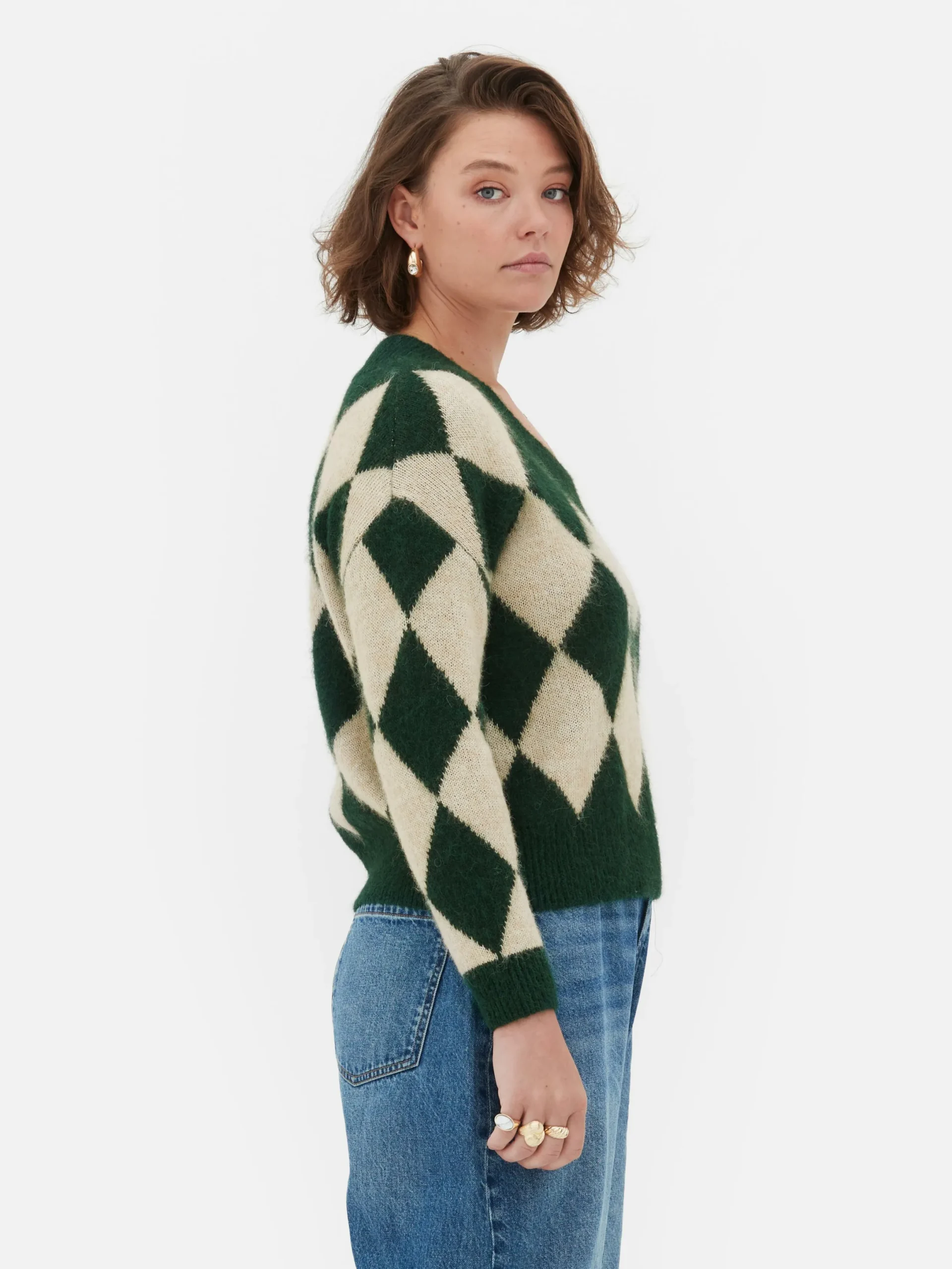 Pull En Maille à Col En V Et Motif Losanges Rita Ora|Primark Best