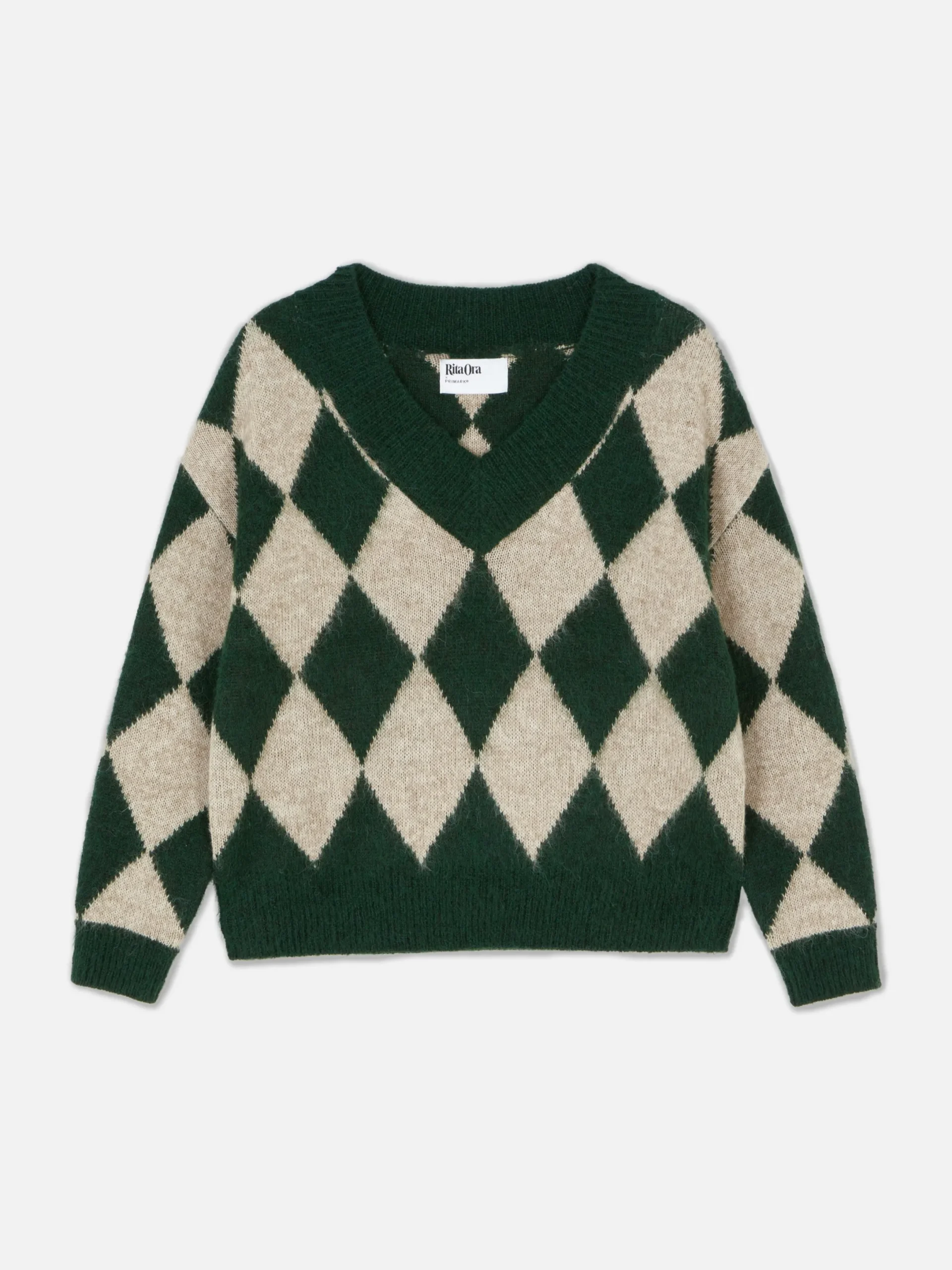 Pull En Maille à Col En V Et Motif Losanges Rita Ora|Primark Best