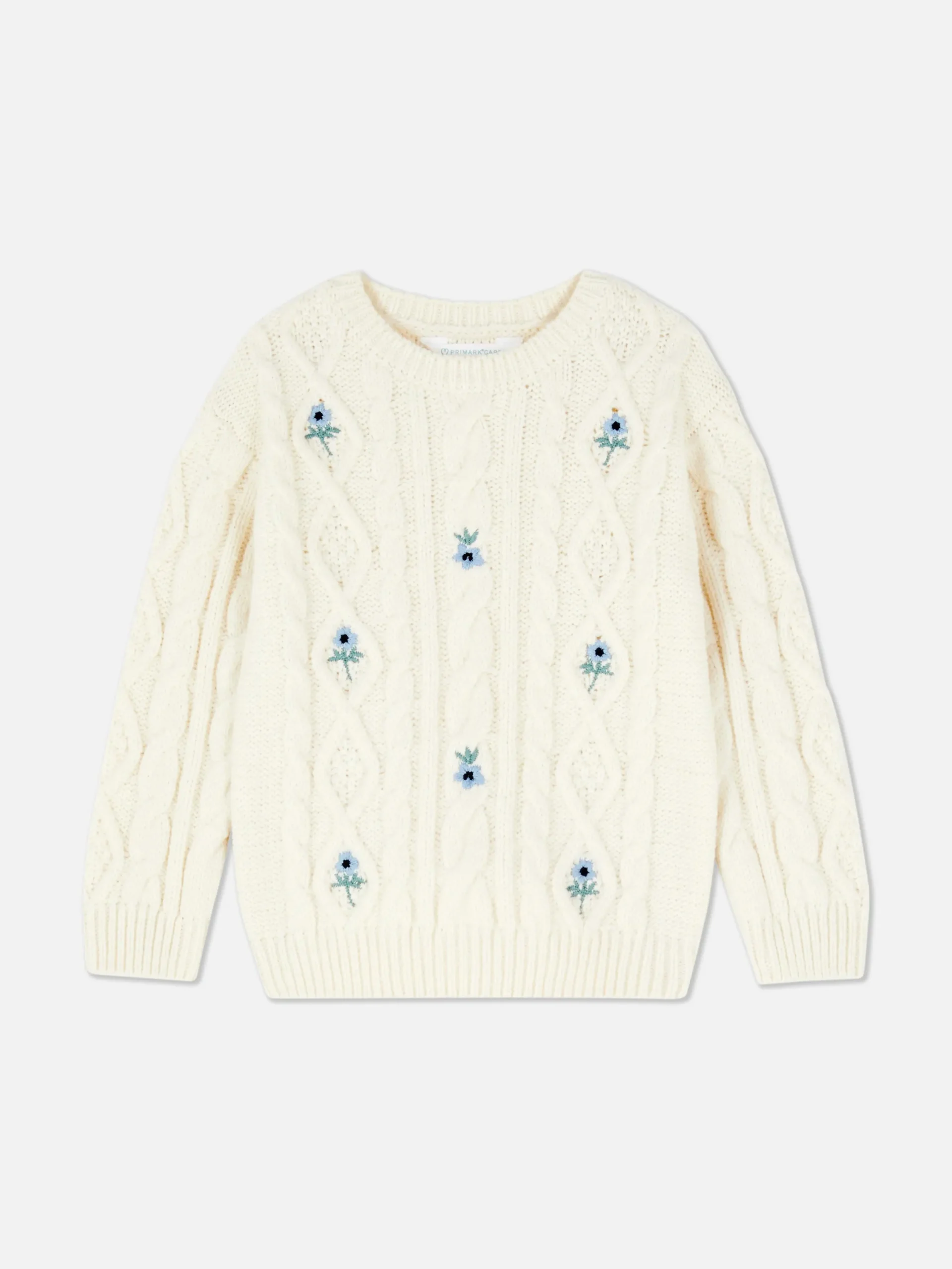 Pull En Maille Torsadée à Fleurs Brodées|Primark Discount