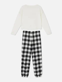 Pyjama En Flanelle Brodé|Primark New