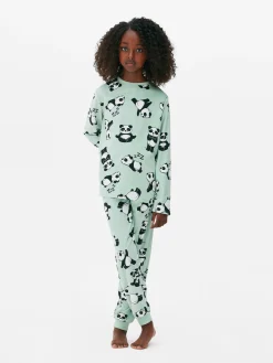 Pyjama Long En Velours à Motif Panda|Primark Clearance