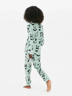 Pyjama Long En Velours à Motif Panda|Primark Clearance
