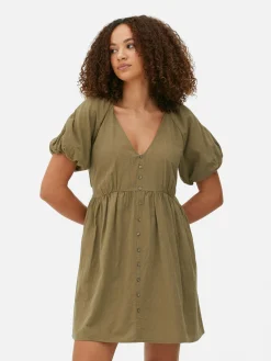 Robe à Smocks, Manches Bouffantes Et Col En V|Primark Sale
