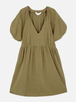 Robe à Smocks, Manches Bouffantes Et Col En V|Primark Sale